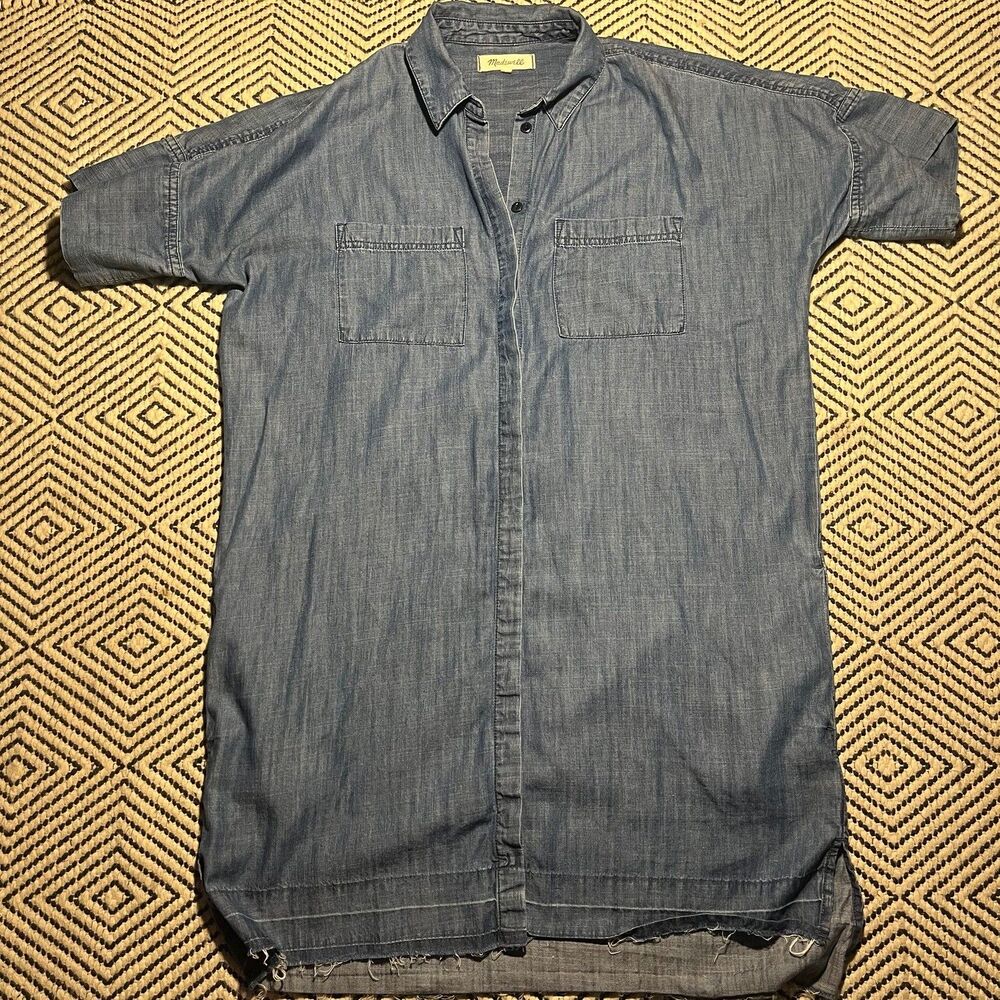 Madewell Blue Denim Drop Hem Mini Shirt Dress M